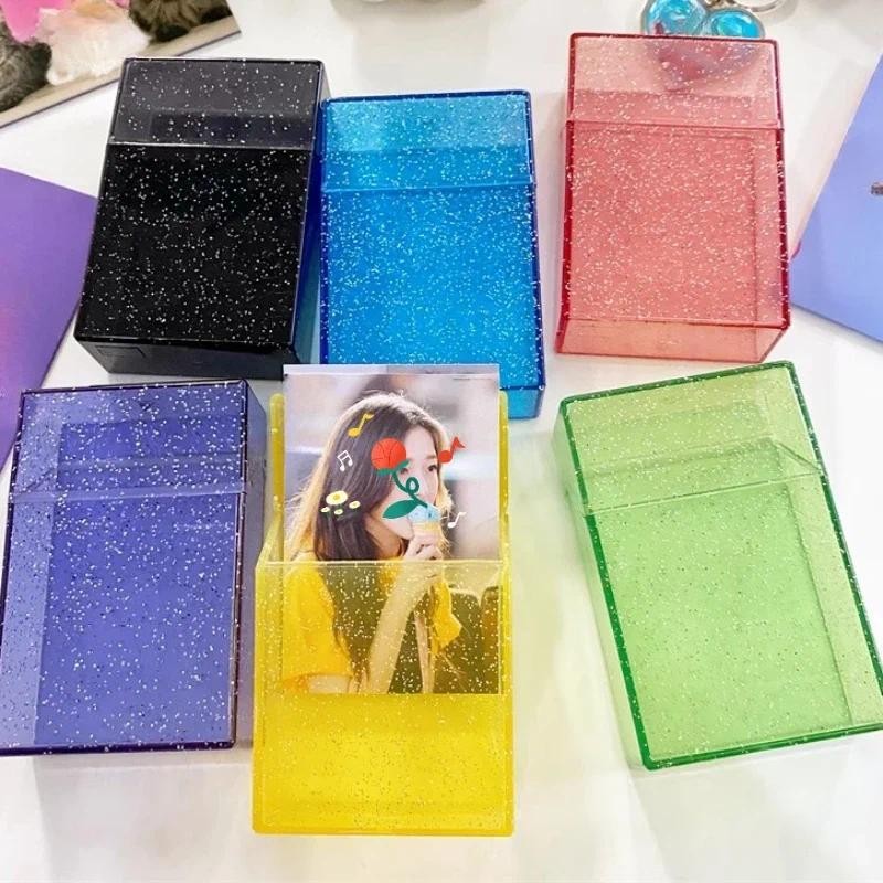 

Ins Transparent Storage Box Blingbling Photo Card Holder Box Case Container Idol Kpop Albumes Photo Storage Box Stationery