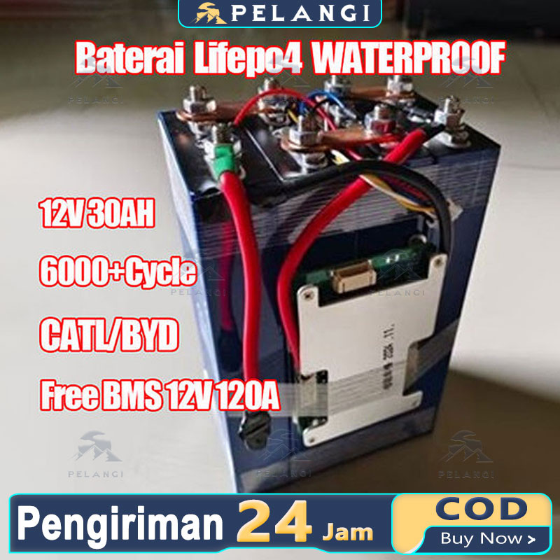 [9000+Cycle]UPS WATERPROOF BMS lifepo4 Baterai12V[30Ah/120ah CATL/BYD Baru Lifepo4 Baterai]3.2V 30Ah