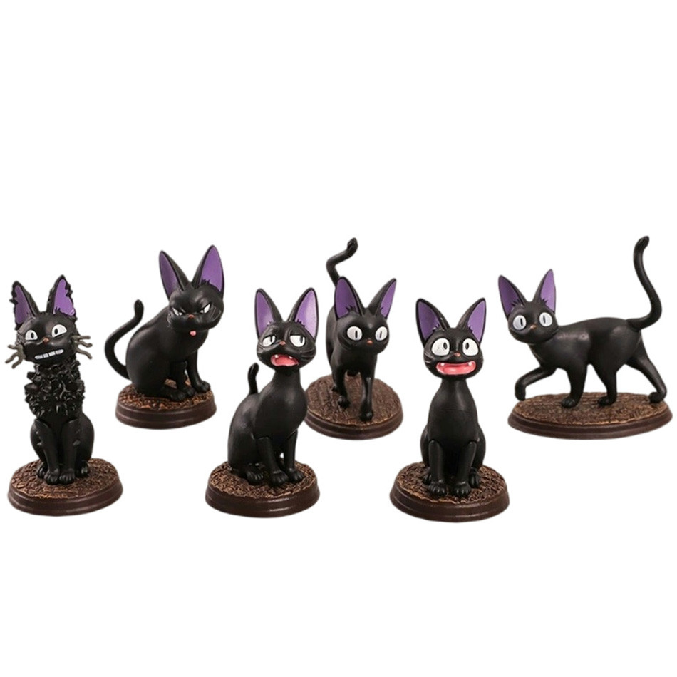 6pcs/set Cartoon Black Cat Jiji Gigi Figure PVC Action Toy Doll Model Set Black Cat Hayao Miyazaki F