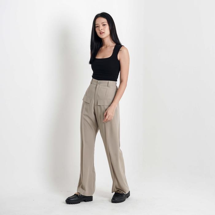 [Tutuloph] Rio Pants | Celana Panjang Casual Pants | Fashion Wanita Jumbo Normal Bigsize - SageGreen