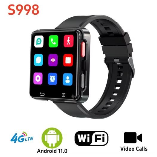 2025 S998 Smart Watch 4G Android 11.0 OS 500W Dual Camera 3GB 32GB 2.64 inch 480*480 GPS WIFI Smartw