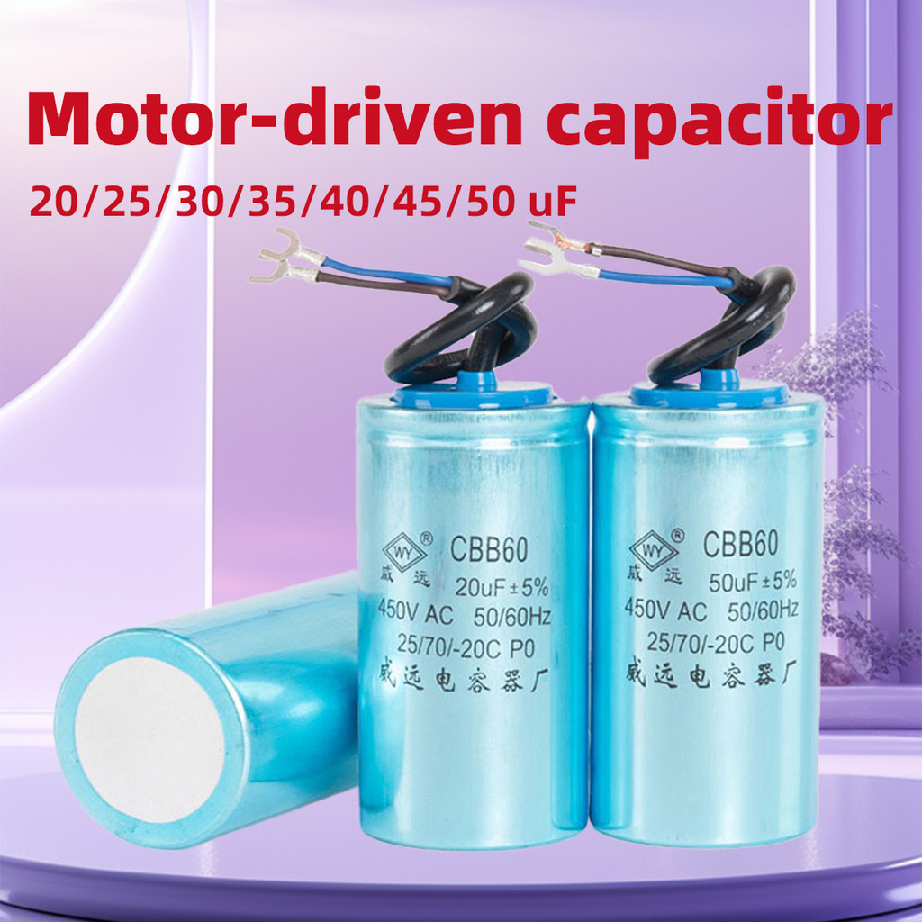 Kapasitor 20/25/30/35/40/45/50uf Kapasitor Kompresor Angin / Kapasitor Mesin Pompa Air / adaptor mes