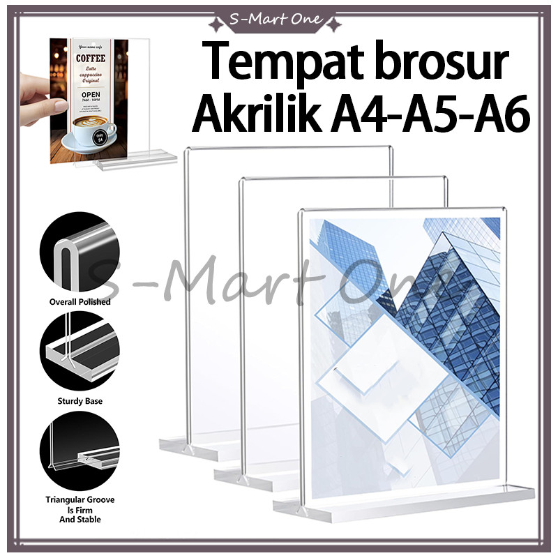 

SM Akrilik Tent Card Tempat Brosur Menu A5,A6,A4/Display Menu Standing Akrilik /Acrylic Papan Tempat Meja Minimalis