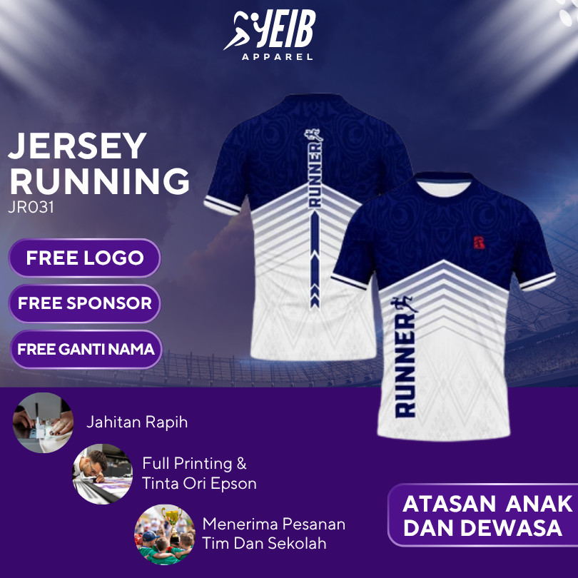 JERSEY RUNNING JR031 JERSEY LARI JERSEY RUNNING CUSTOM JERSEY EVENT FULL PRINTING KUALITAS PREMIUM