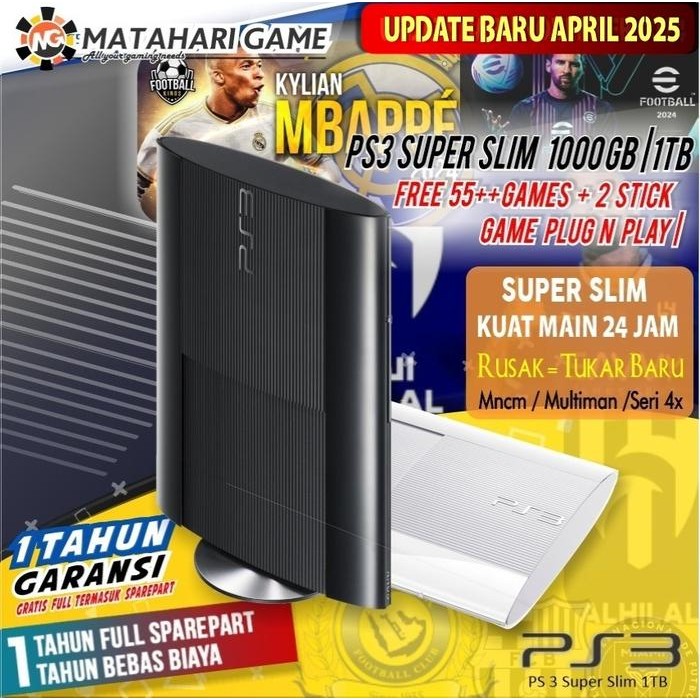 PS3 Asli Sony Super slim CFW 1TB 1000GB | 500GB | 320GB - Garansi 1 Tahun - PS3 250GB, TANPA STIK