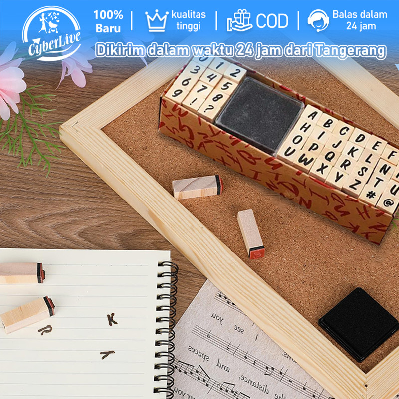 

40pcs/Set Alphabet Number Stamp Stamp Huruf Lettering Kayu DIY Bullet Alfabet