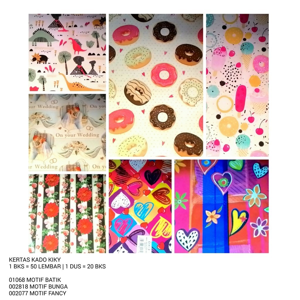 

Kertas Kado Kiky/Kertas Kado/Pembungkus Kado (1BKS = 50LBR)