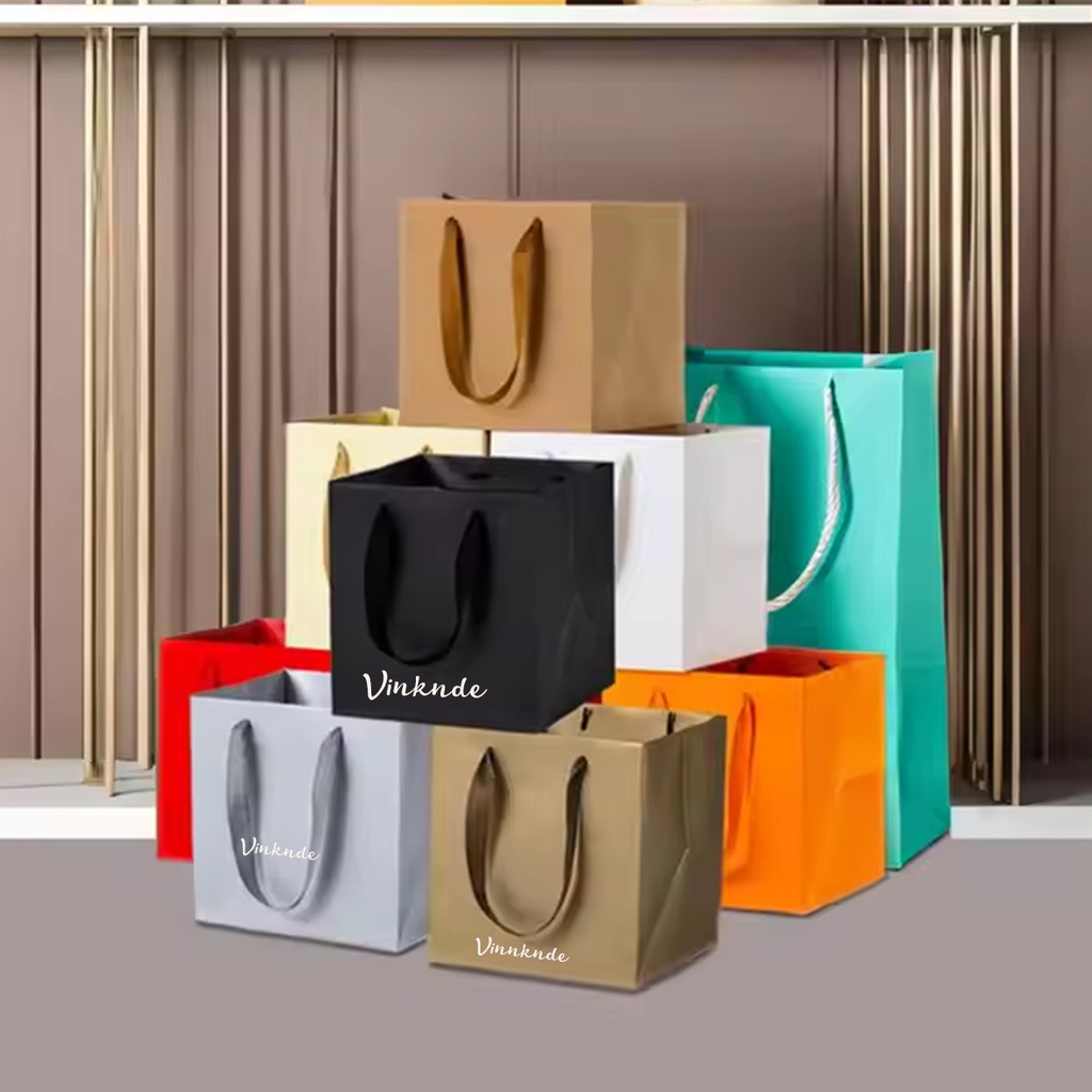 Wholesale Takeaway Food Jewelry Packaging Tote Bag Custom Logo Kraft Paper Shopping Bags with Handle