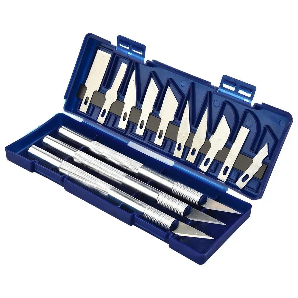

13PCS Precision Cutter Set Exacto Hand Tool Set Paper Cut Carving Knife Tools Kit Cutter Blade DIY Repair Box Crafts Art Cutting