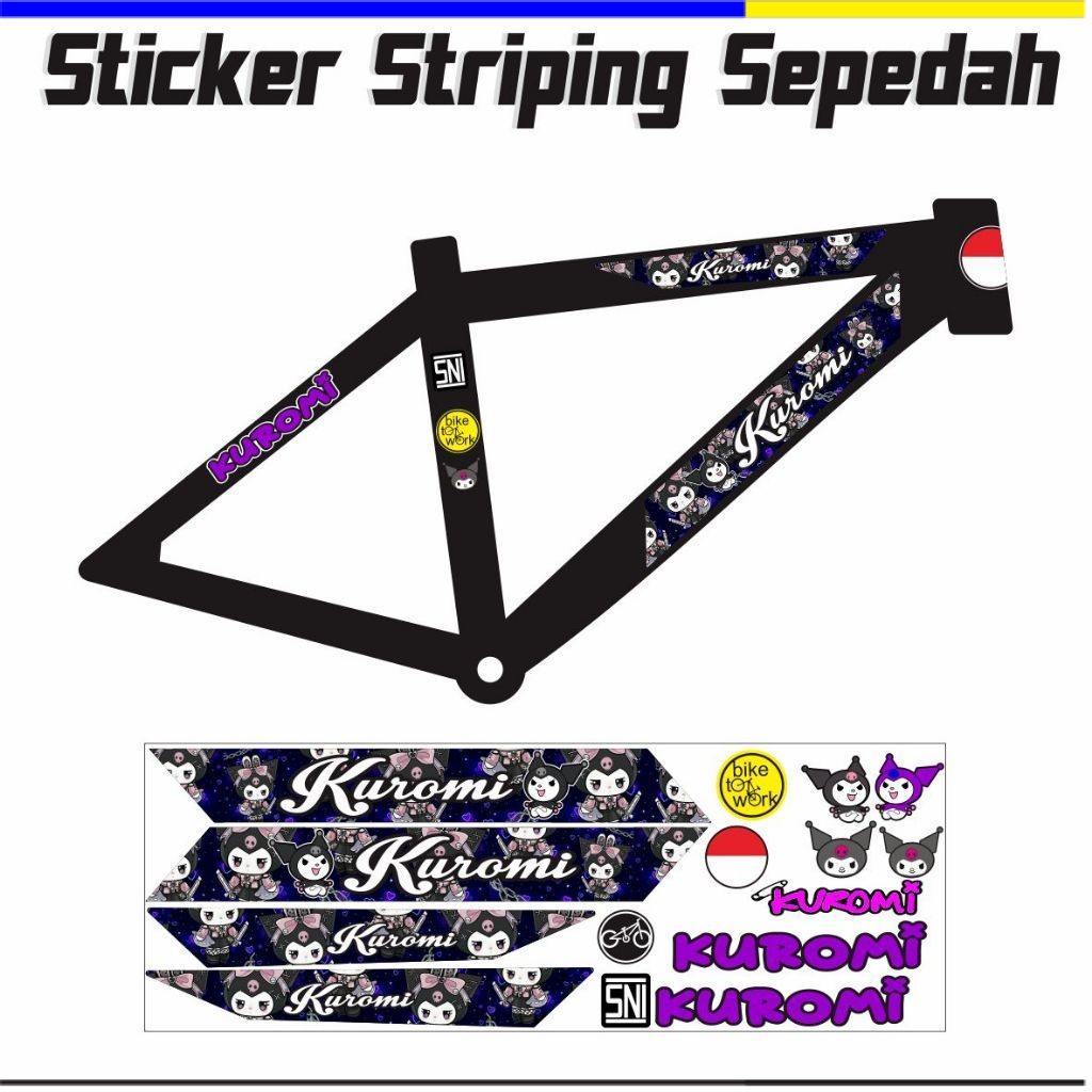 STRIPING SEPEDAH / STIKER SEPEDAH VARIASI KUROMI STIKER SEPEDAH