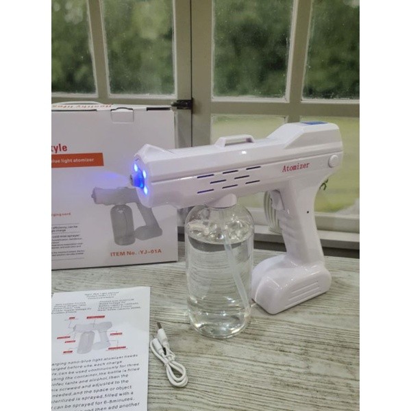 HEALTHY LIFESTYLE 800ml Spray gun nano blue light disinfektan wirelesss charger usb