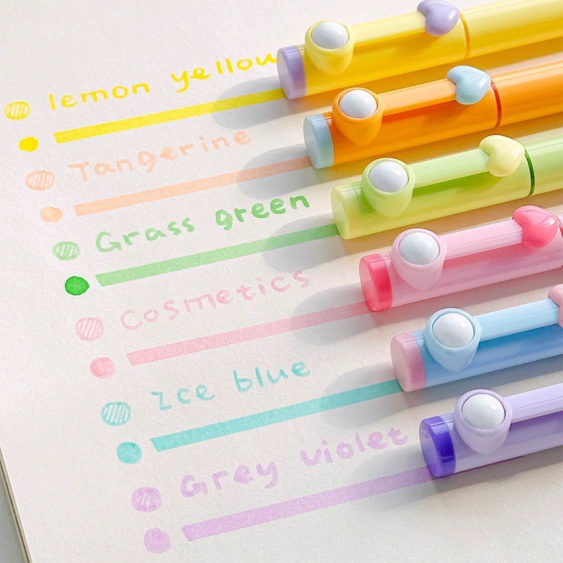 

【6 Warna】Ready KOMI Macaron Highlighter Pastel Spidol Highlighter Pastel Colour Highlighter Pen Journal Marker Pen