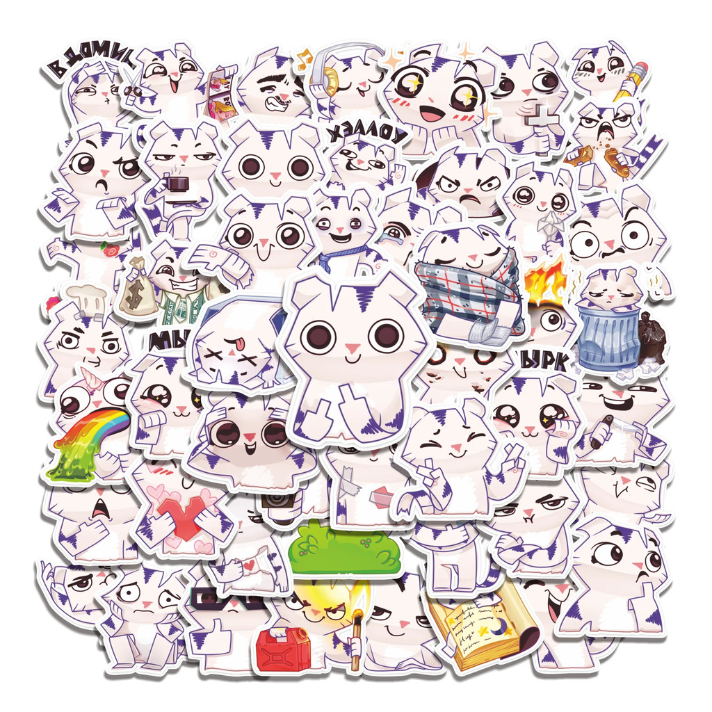 

COD 50 Pcs Stiker RUMMKA THE CAT Lucu Anti Air Untuk Dekorasi Notebook Sepeda Skateboard Handphone DIY