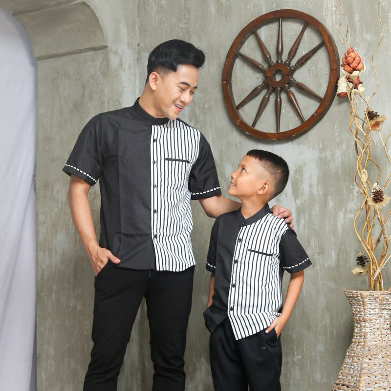 Baju Koko Qurta Couple Ayah dan Anak laki-laki - Couple Koko Ayah dan Anak Polos Lengan Pendek Kombi