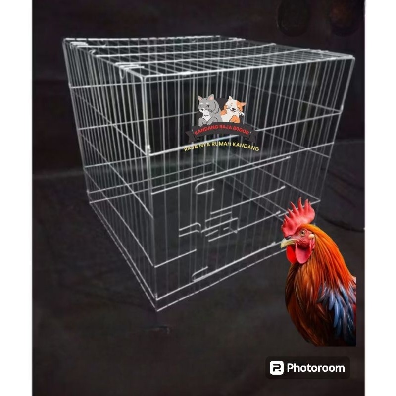 CA18 kandang ayam bangkok 80x80x80 sistem lipat pakai ring multi pungsi