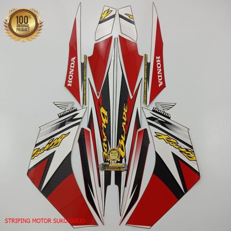 (ORI) striping honda blade 110 2013 hitam merah Kualitas original