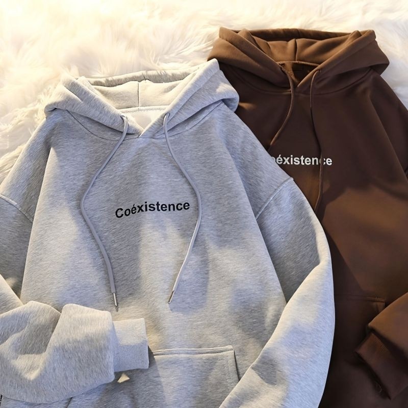 Jaket Hoodie Big Size ( S - 6XL ) Jaket Unisex SIMPLE SIMPEL WORD COEXISTENCE Oversized S M L XXL XX