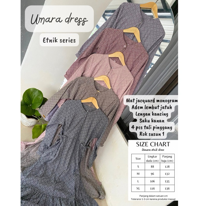 UMARA DRESS gamis cantik bahan katun motif kotak dan bunga