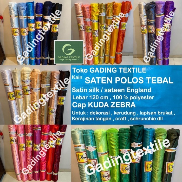 ✨NEW✨ -Kain SATIN SATEN POLOS LB 120 cm PER ROLL bahan craft dekorasi jilbab - Hitam- 1.2.23