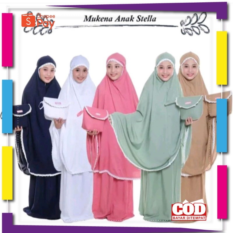 [PREMIUM ORIGINAL] Mukenah polos anak 7-13 tahun terbaru 2022 / mukena anak perempuan / mukenah anak