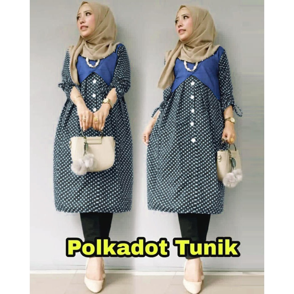 BSM-YX TUNIK POLKADOT-Tunik Milia Tunik Baju Muslim Remaja Murah | Setelan Wanita Terlaris | Outfit 