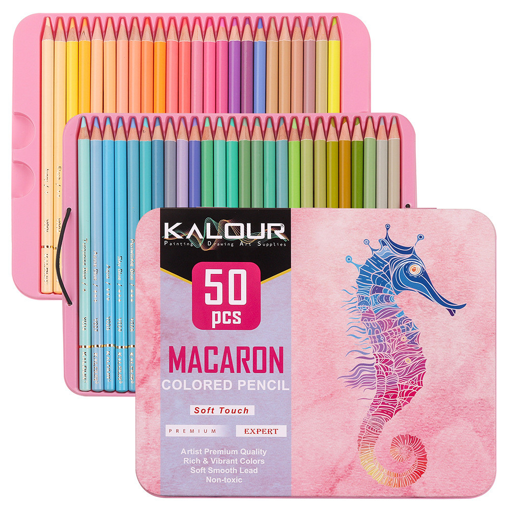 

KALOUR 50/72pcs Colored Soft Core Oil based Colored Pencils With Tin Box, Professional Drawing Pencils Set ,Adults Art Supplies