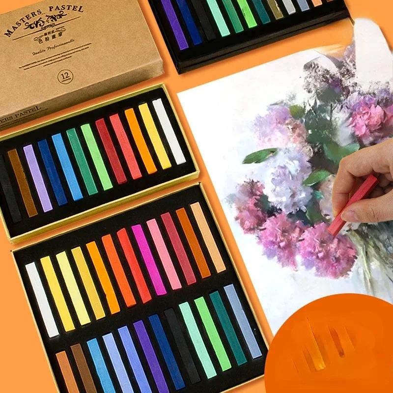 

12/24/36 Color Hand-painted Stick Professional Art Coloring Tool Painting Beginner Blackboard Newspaper Pastel Stick Brush