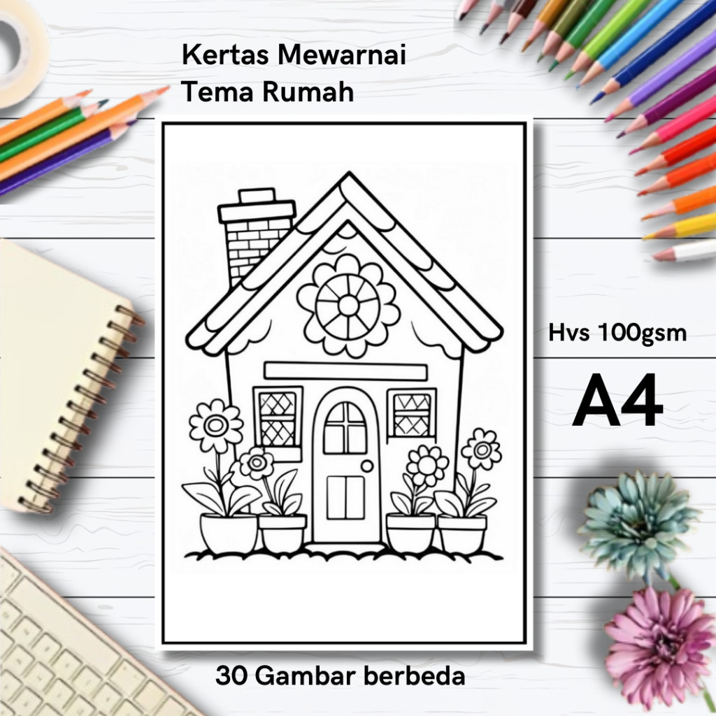 

30 Gambar Kertas mewarnai anak / Coloring / Sketa Tema Rumahclaraa aurel