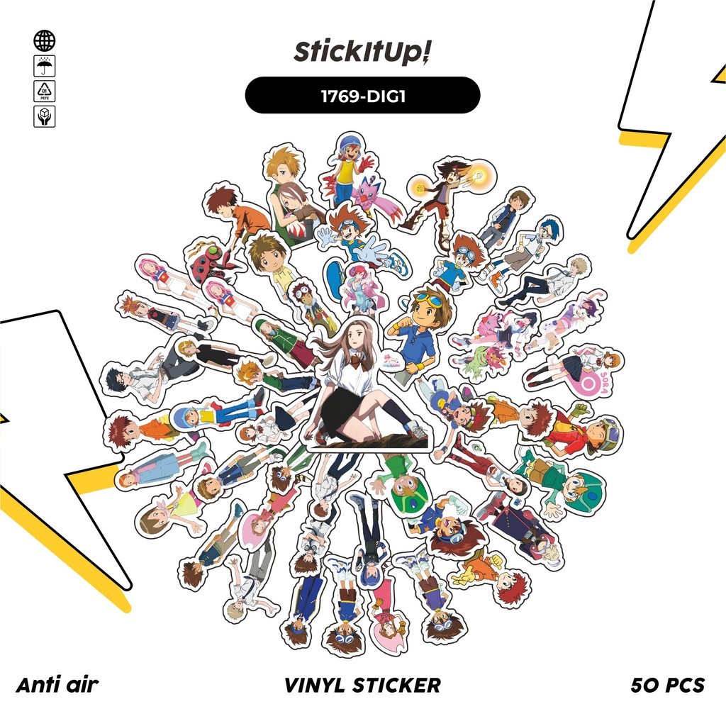 

COD 50 Pcs Stiker ANIME SERIES DIGIMON CHARACTER MIX 01 Lucu Anti Air Untuk Dekorasi Notebook Sepeda Skateboard Handphone DIY