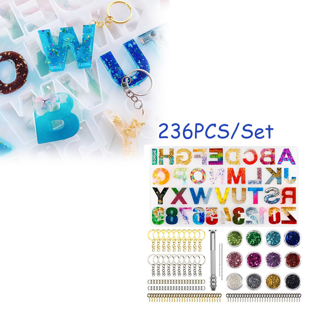 

Cetakan Resin Alphabet Membuat Perhiasan Anting bentuk Ragam Bandul Kalung Epoxy Untuk Membuat Perhiasan DIY - 236pcs
