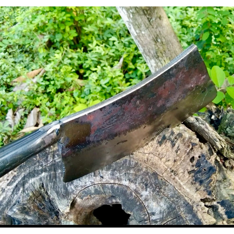 Pisau Bahan Baja Per Mobil Asli - Pisau Cacah Daging Tulang - Pisau Gagang Besi Anti Copot - Pisau G