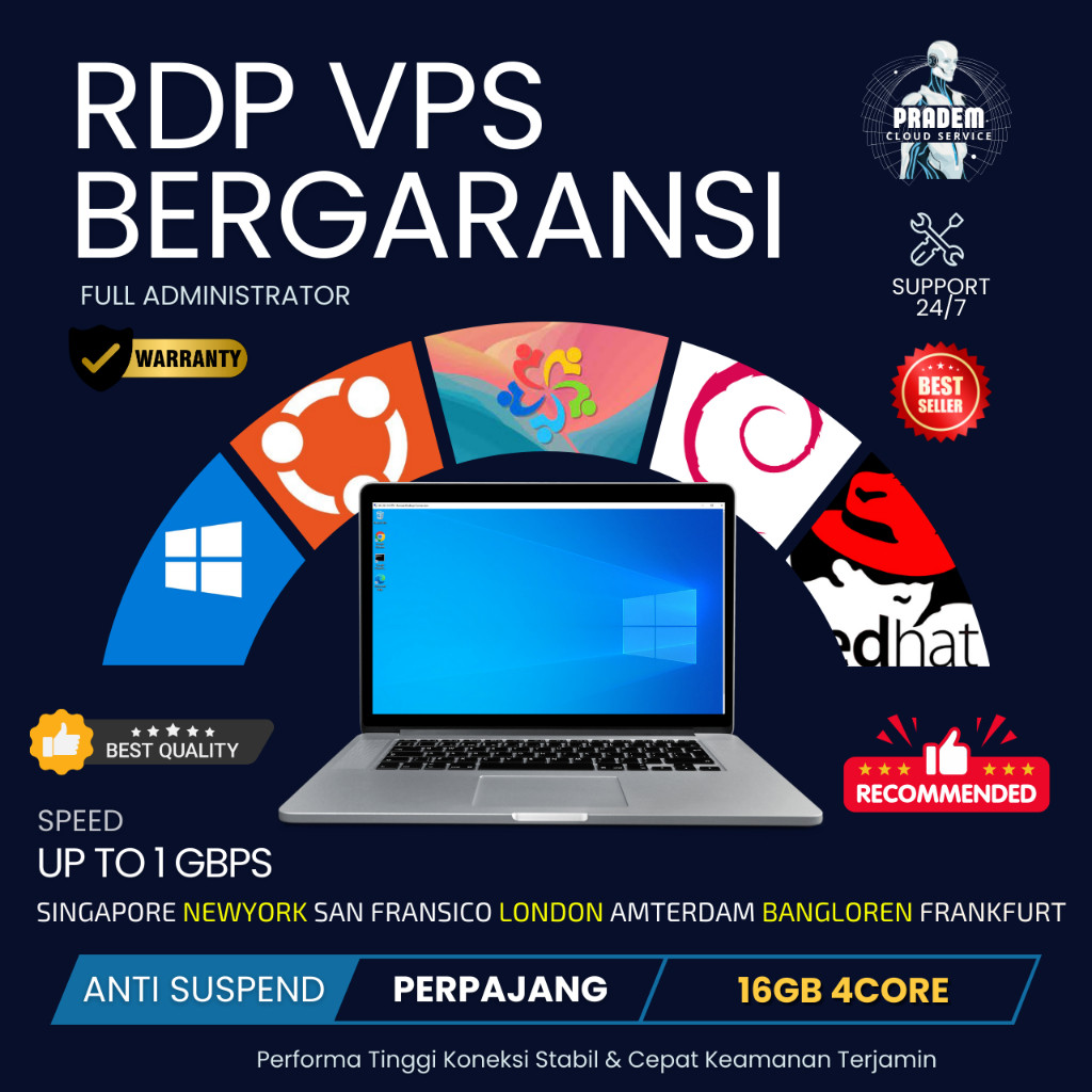RDP / VPS Mingguan Ram 16 GB Windows Full Admin Bergaransi Bisa diperpanjang