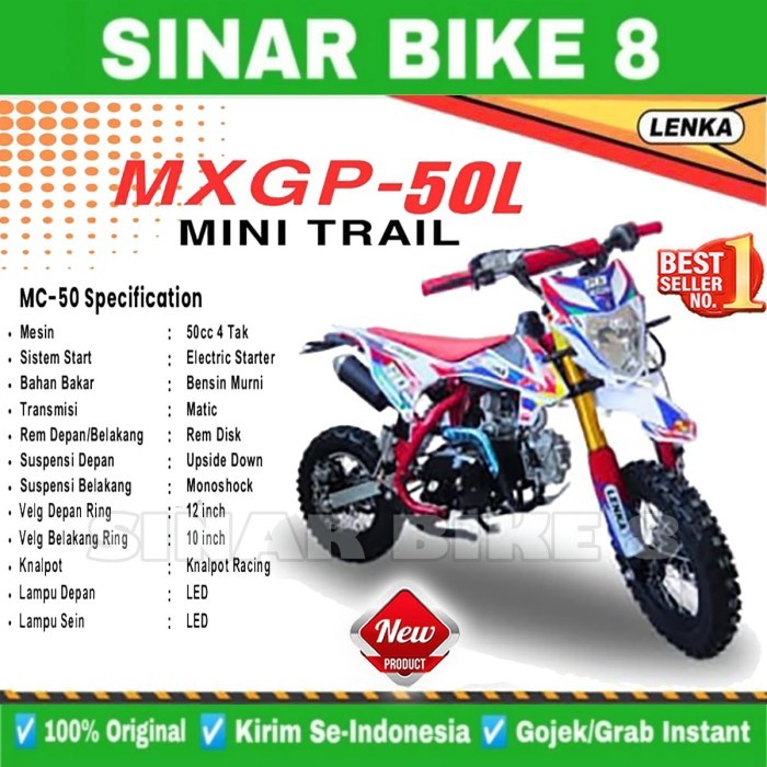 Motor Mini Trail LENKA MX GP-50 L 50 cc 4 Tak Bensin Murni