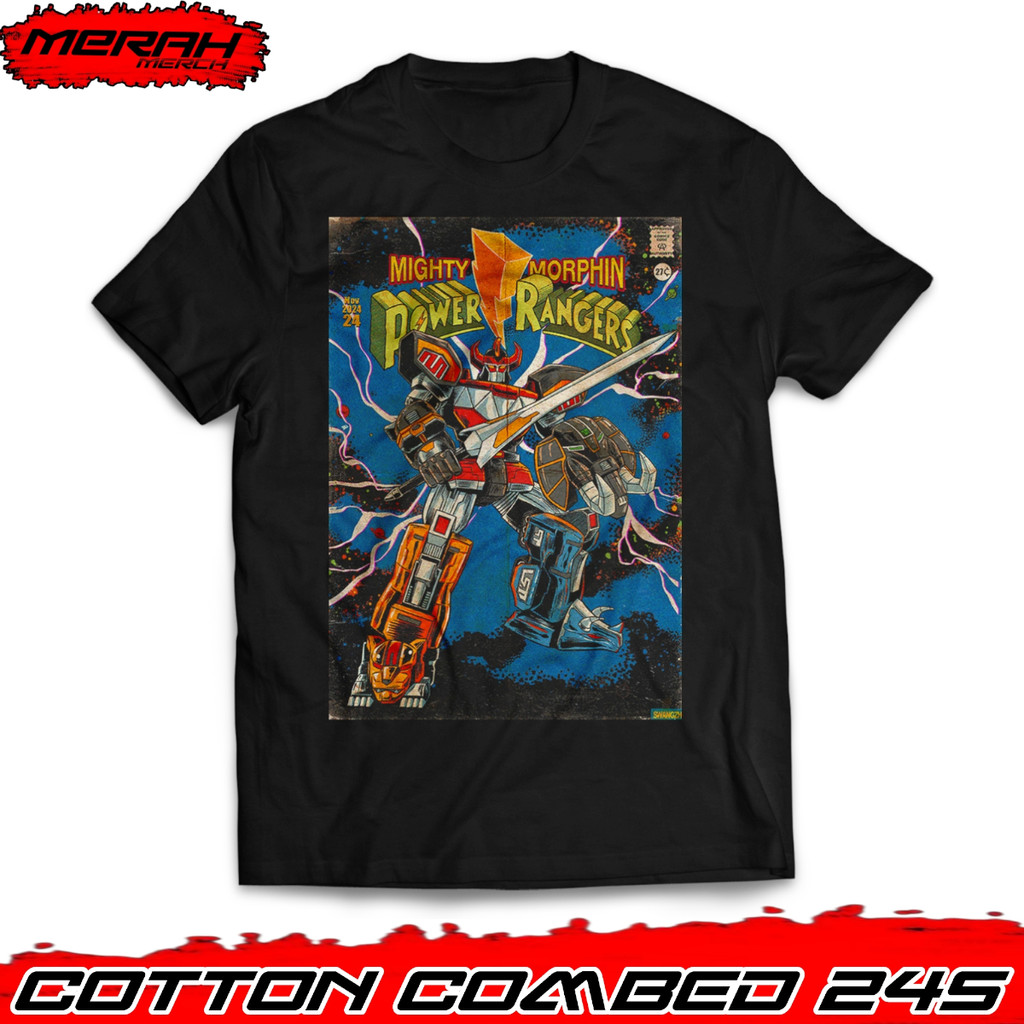 merah merch baju kaos power rangers 1 unisex pria dan wanita