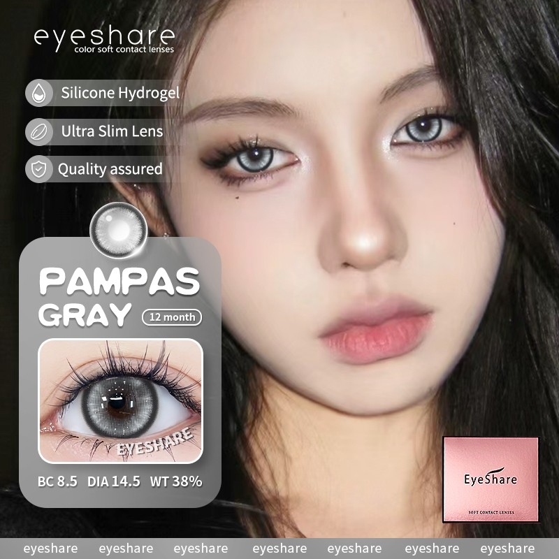 {COD}-Lensa Kontak Pampas Grey Eyeshare 1 Pasang Softlens Lensa Kontak Berwarna Big Eyes 14,5 mm. Le