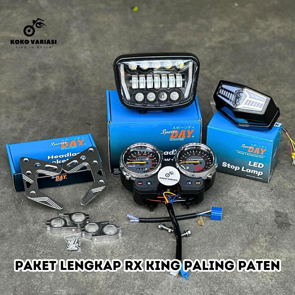 Paket Lampu Depan RX King Oval – Headlamp + Spidometer + Stoplamp LED Lengkap Original Yamaha