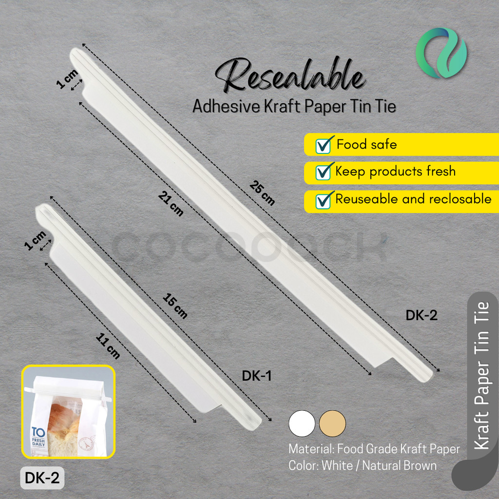 

50PCS White Kraft Paper Resealable Tin Tie Kawat Ikat Dekorasi Plastik Roti