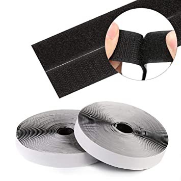 

OV00 25meter Self Adhesive Perekat lebar 5cm 50mm Hook and Loop Hitam Putih + Lem kasar Halus - Hitam