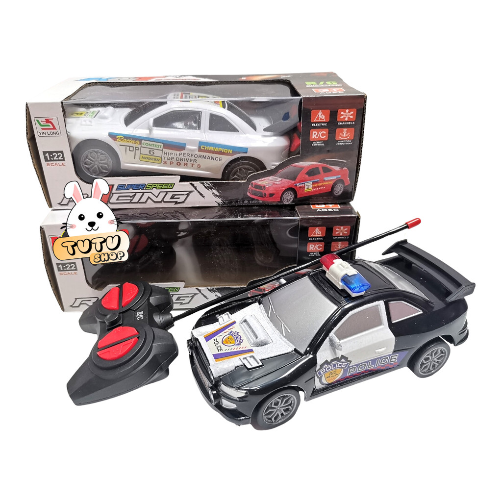 

Mainan Anak Mobil RC Remote Control Car / Polisi Jeep Racing / 4 Way Drive 4 Arah LED Musik Lampu