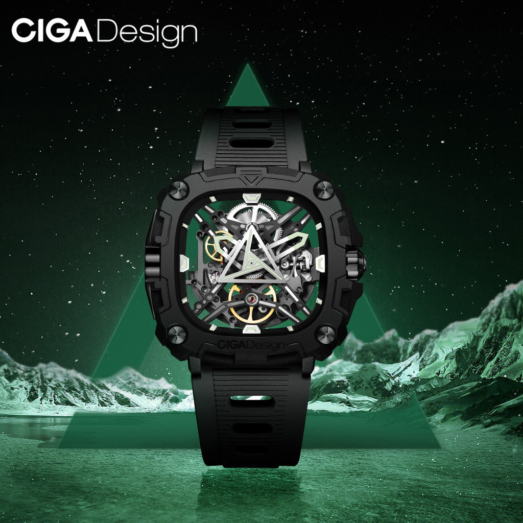 CIGA Design Skeleton Luminous Automatic Movement Watches 2024 Series X Eye Of Horus Fashion Male Bla