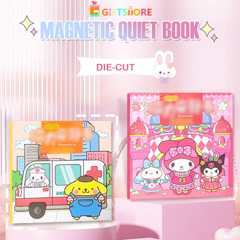 

CODBuku Tenang Magnetik Kartun Stiker Seri Sanrio Bebas Potong Buku Stiker Magnetik Lucu Anak Perempuan-GS