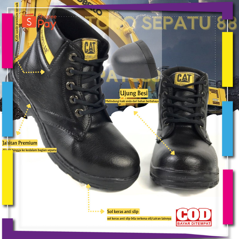 [PREMIUM ORIGINAL] Sepatu Safety Boots  Pria High Premium Quality Caterpillar Booster Mood Hiking Pr