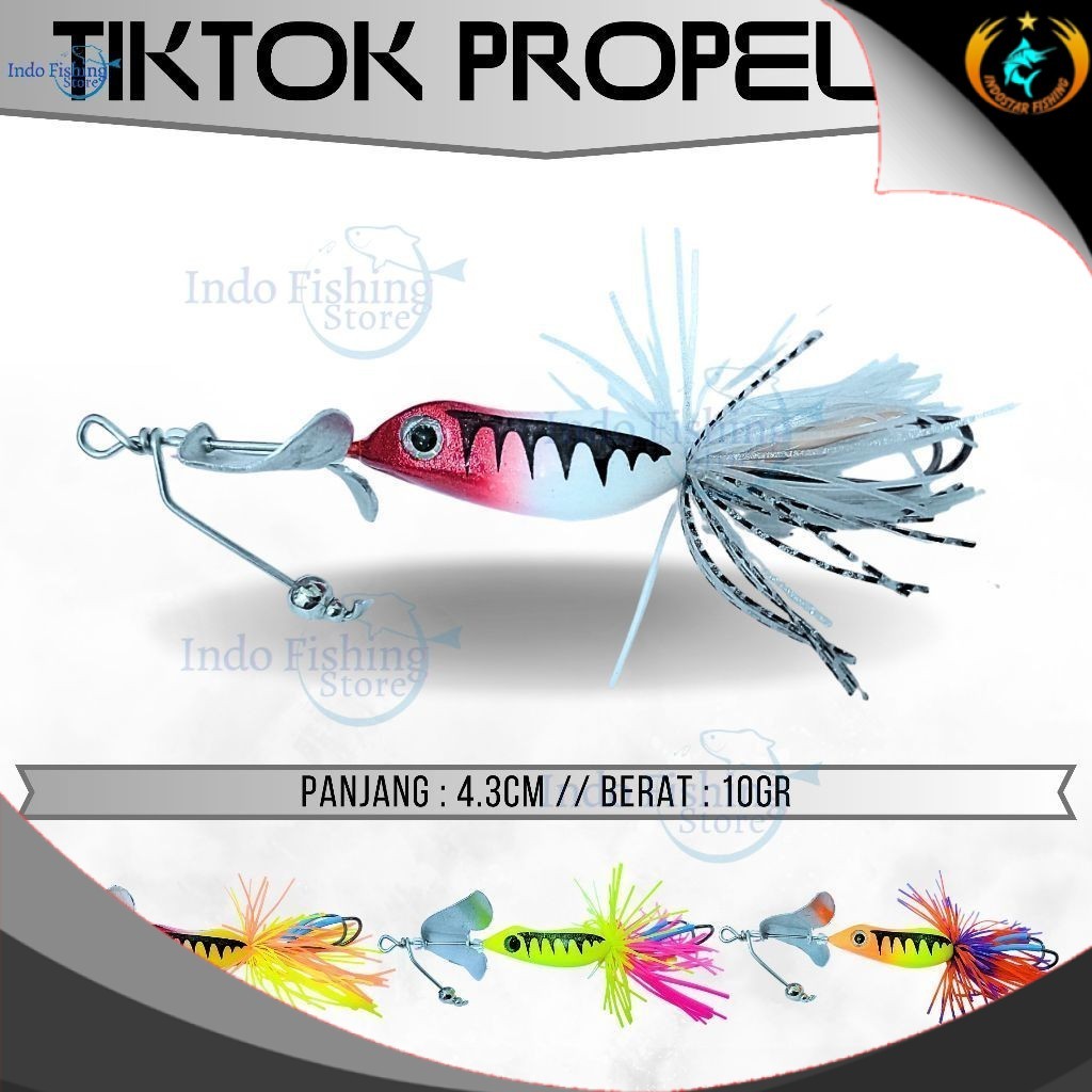 Umpan Pancing Tiktok Propeler 4,3 11,5 cm 10gr Slater Buzzbait Super Berisik Top Water Mancing Casti