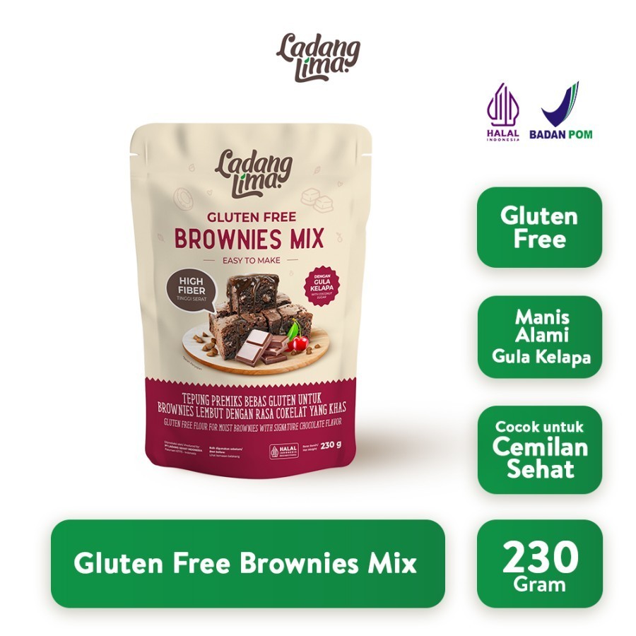 

Brownies Mix 230g Ladang Lima - Tepung Brownies Instant Gluten Free New Formula