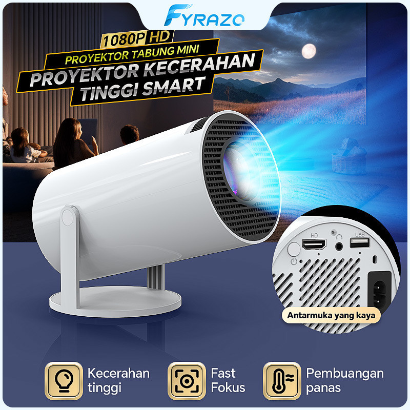HY300 Pro Proyektor 4K Kamar Tidur Rumah Proyektor 5G Kotak Android Kotak Android Teater Rumah TV Ke