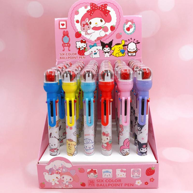 

davedesign #ST026 PENA MEKANIK + CAP LUCU 6 IN 1 WARNA PREMIUM IMPORT KARAKTER SANRIO #ST026 PULPEN WARNA WARNI LUCU CINNAMONROLL HELLO KITTY KUROMI MELODY POCHACCO PURIN ALAT TULIS SEKOLAH PENA CETEK