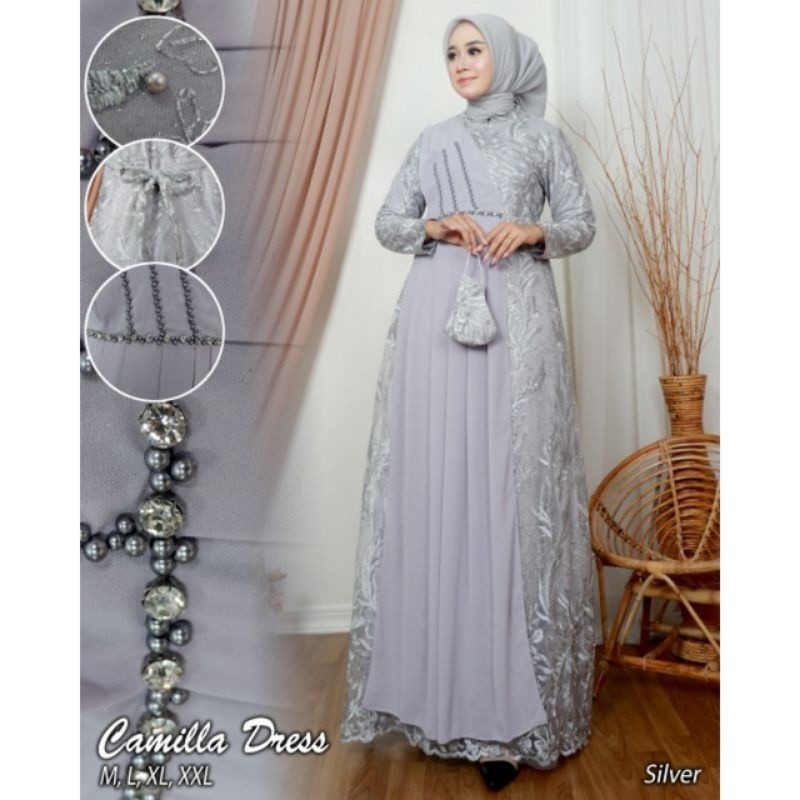 Gamis Brukat Terbaru Baju Wanita Jumbo Abaya Kebaya Dress Muslim  Camila Kamila Naila  Syari Remaja 