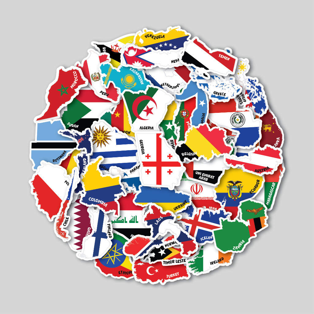 

STICKER PACK WORLD MAP FLAG 2 | STICKER TUMBLER | STIKER LAPTOP KOPER HELM
