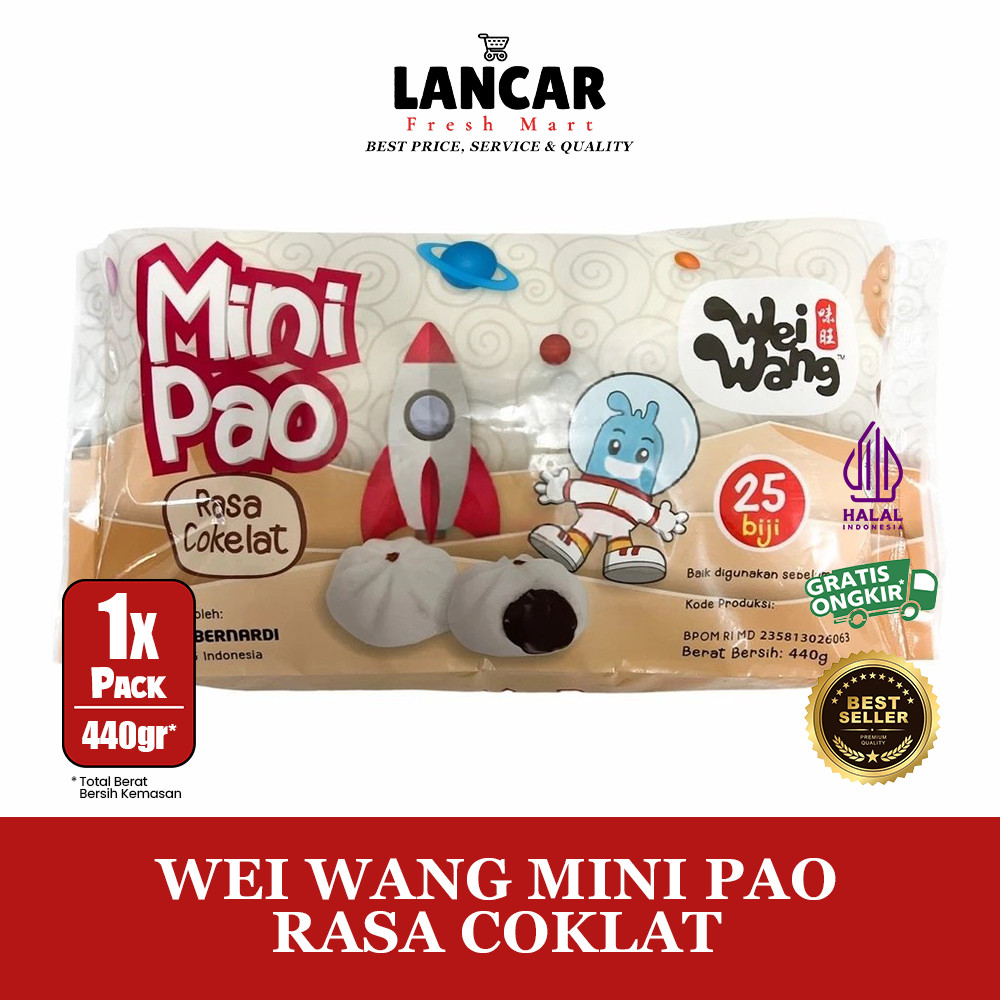 

WEI WANG MINI PAO RASA COKLAT 440GR ISI 25PCS