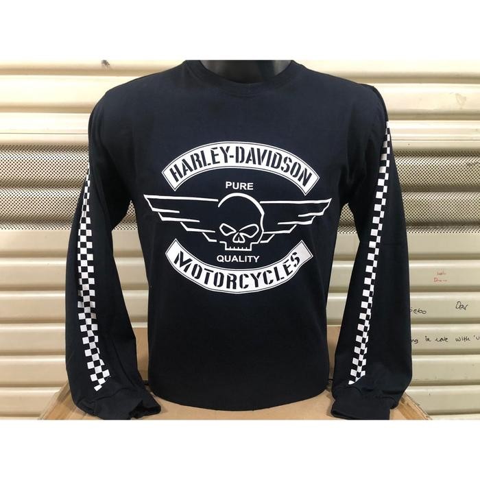 Kaos Baju Tshirt Lengan Panjang LongSleeve Harley Davidson Long Sleeve - HD Skull 01 Kaos Motor Polo